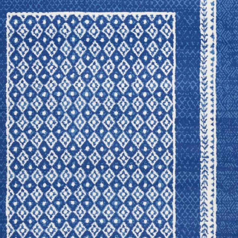 6' X 9' Navy Blue Geometric Dhurrie Area Rug
