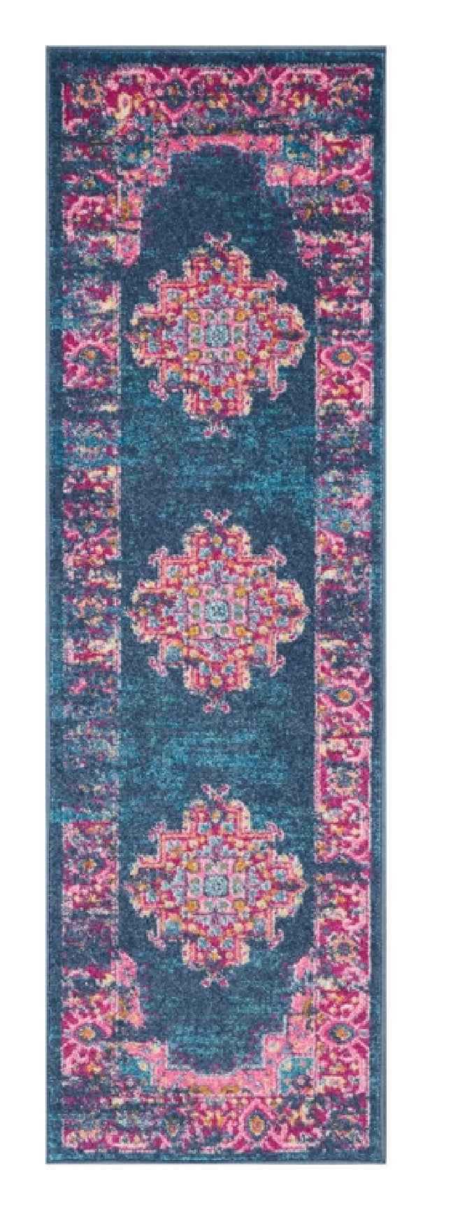 6' Blue Power Loom Runner Rug