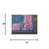 6' Blue Power Loom Runner Rug