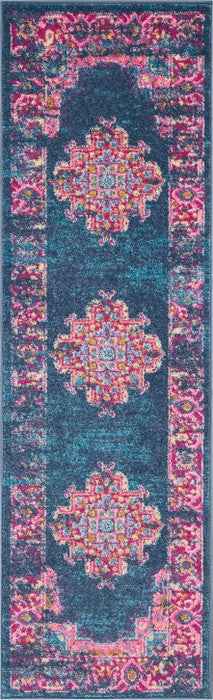 6' Blue Power Loom Runner Rug