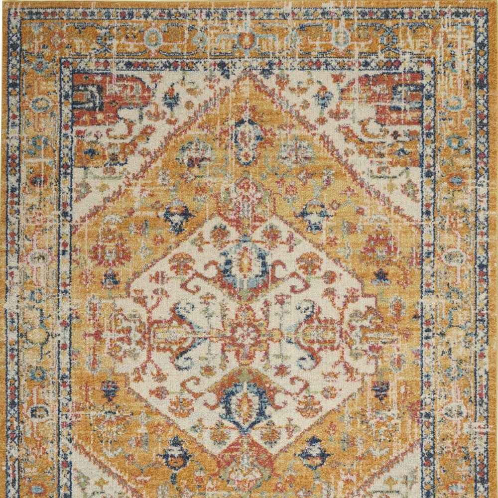 4' X 6' Yellow And Ivory Dhurrie Area Rug