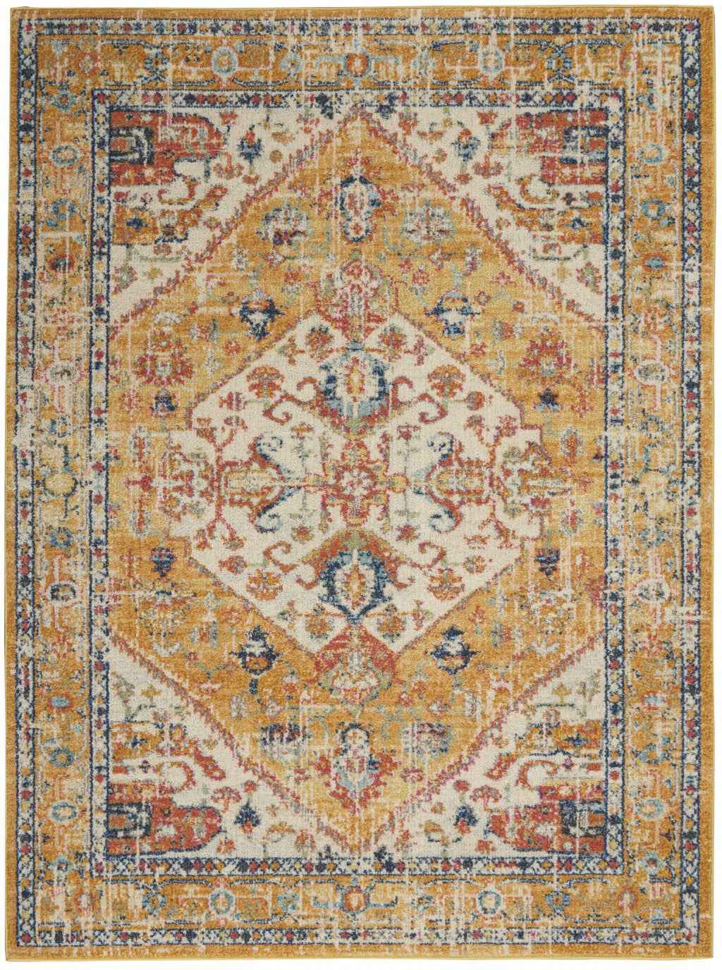 4' X 6' Yellow And Ivory Dhurrie Area Rug