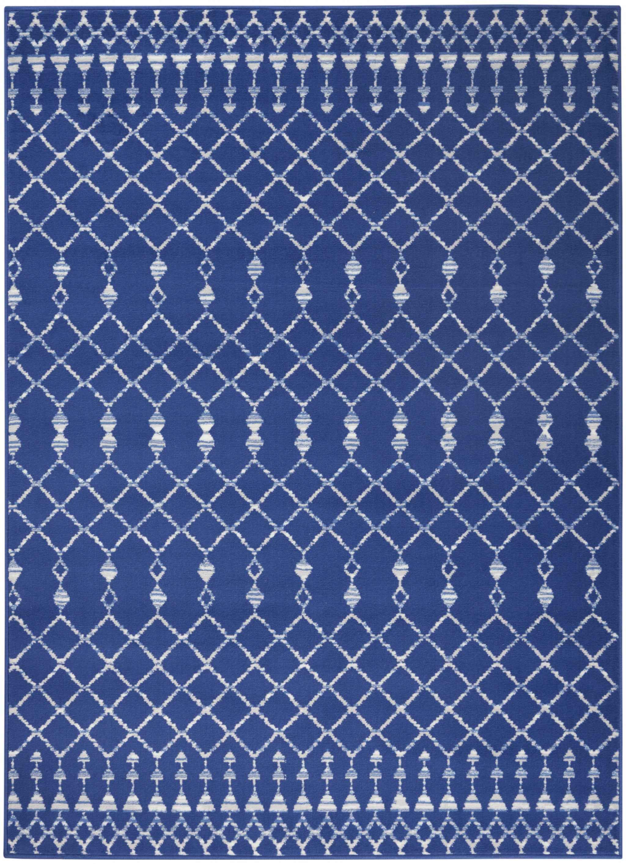 6' X 9' Navy Blue Geometric Berber Area Rug