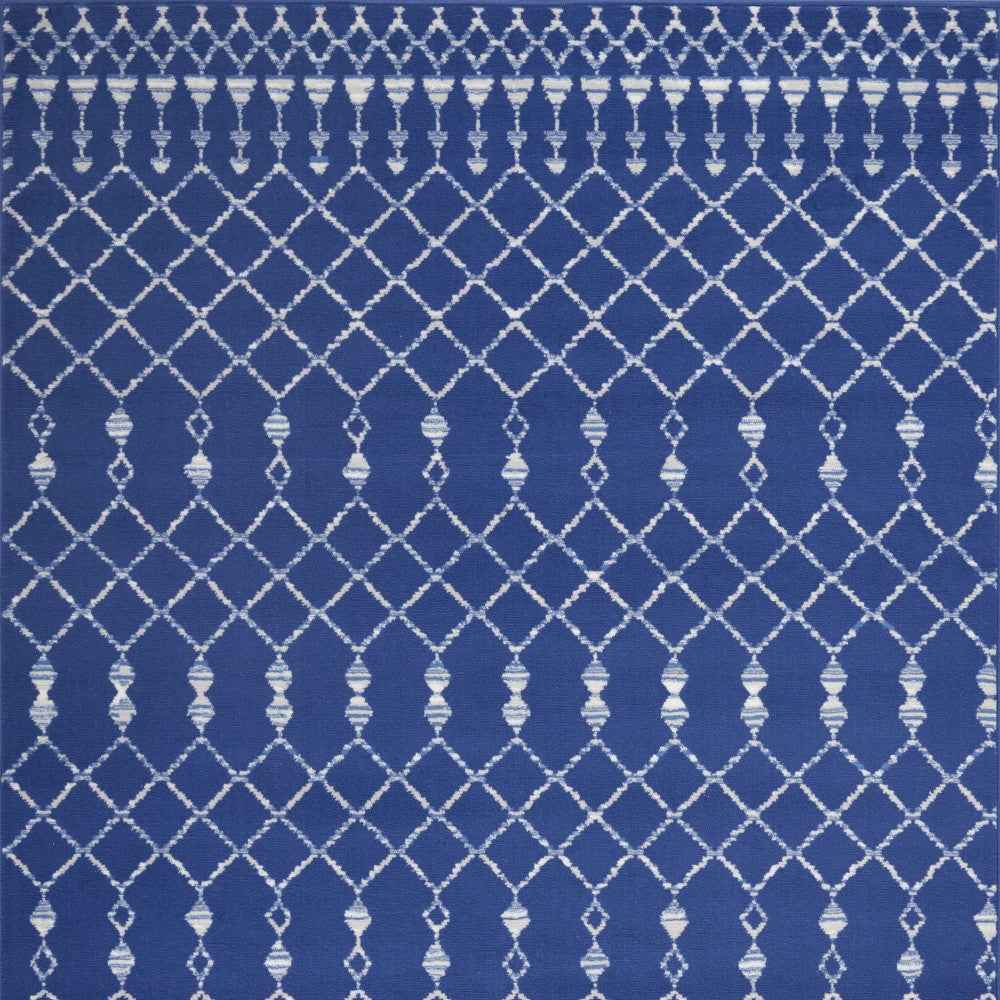 6' X 9' Navy Blue Geometric Berber Area Rug