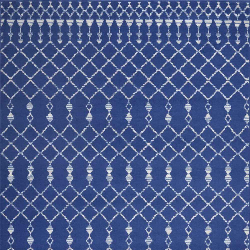 6' X 9' Navy Blue Geometric Berber Area Rug