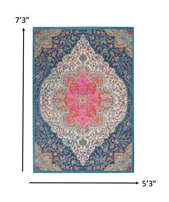 5' X 7' Teal Blue Power Loom Area Rug