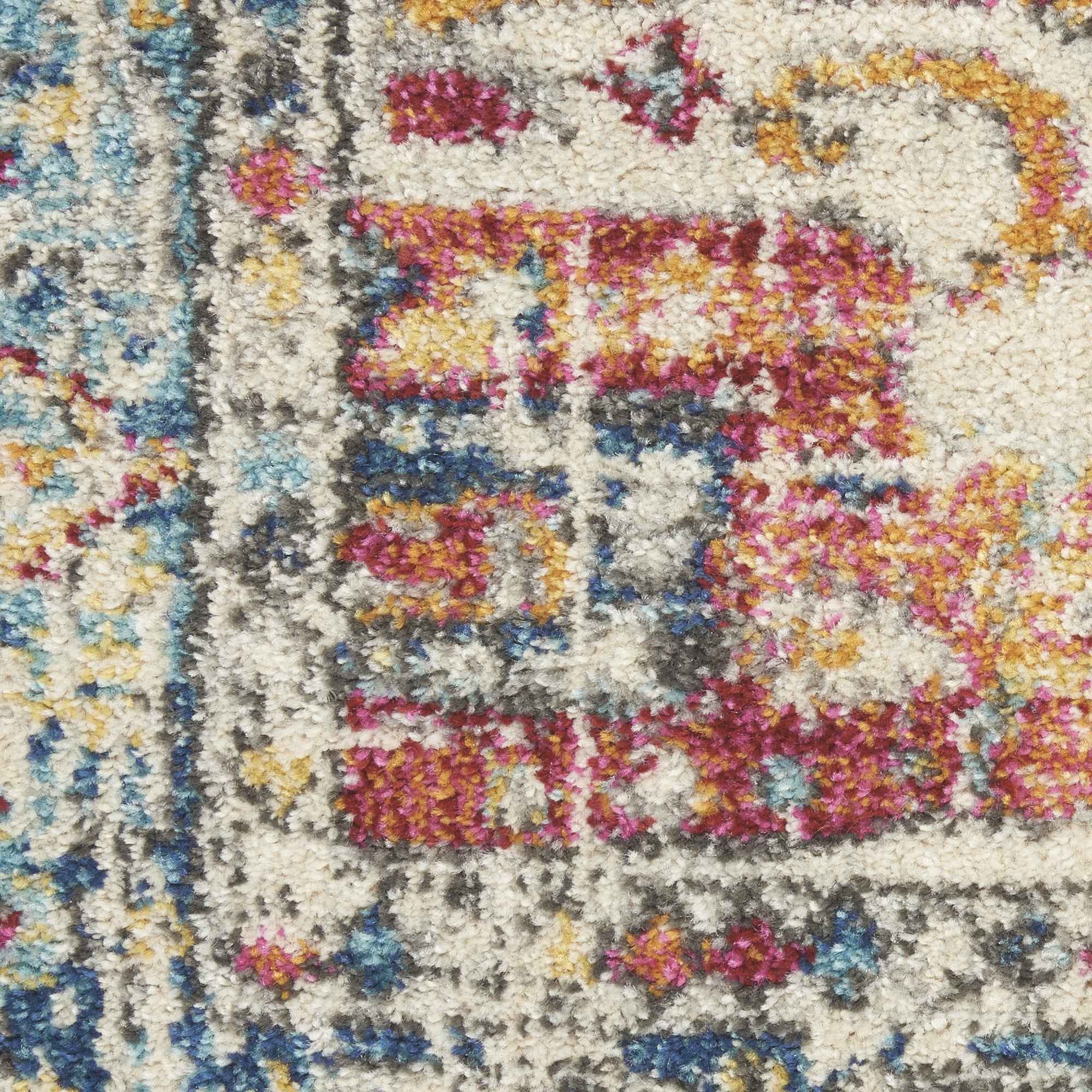 5' Blue And Ivory Round Power Loom Area Rug