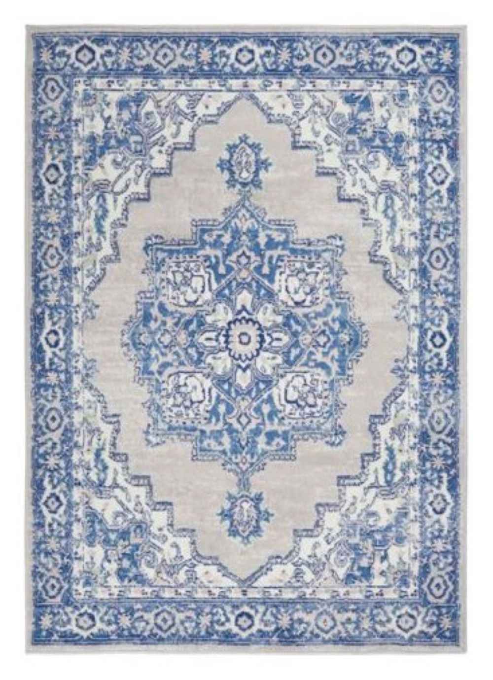 6' X 9' Blue Gray Floral Dhurrie Area Rug