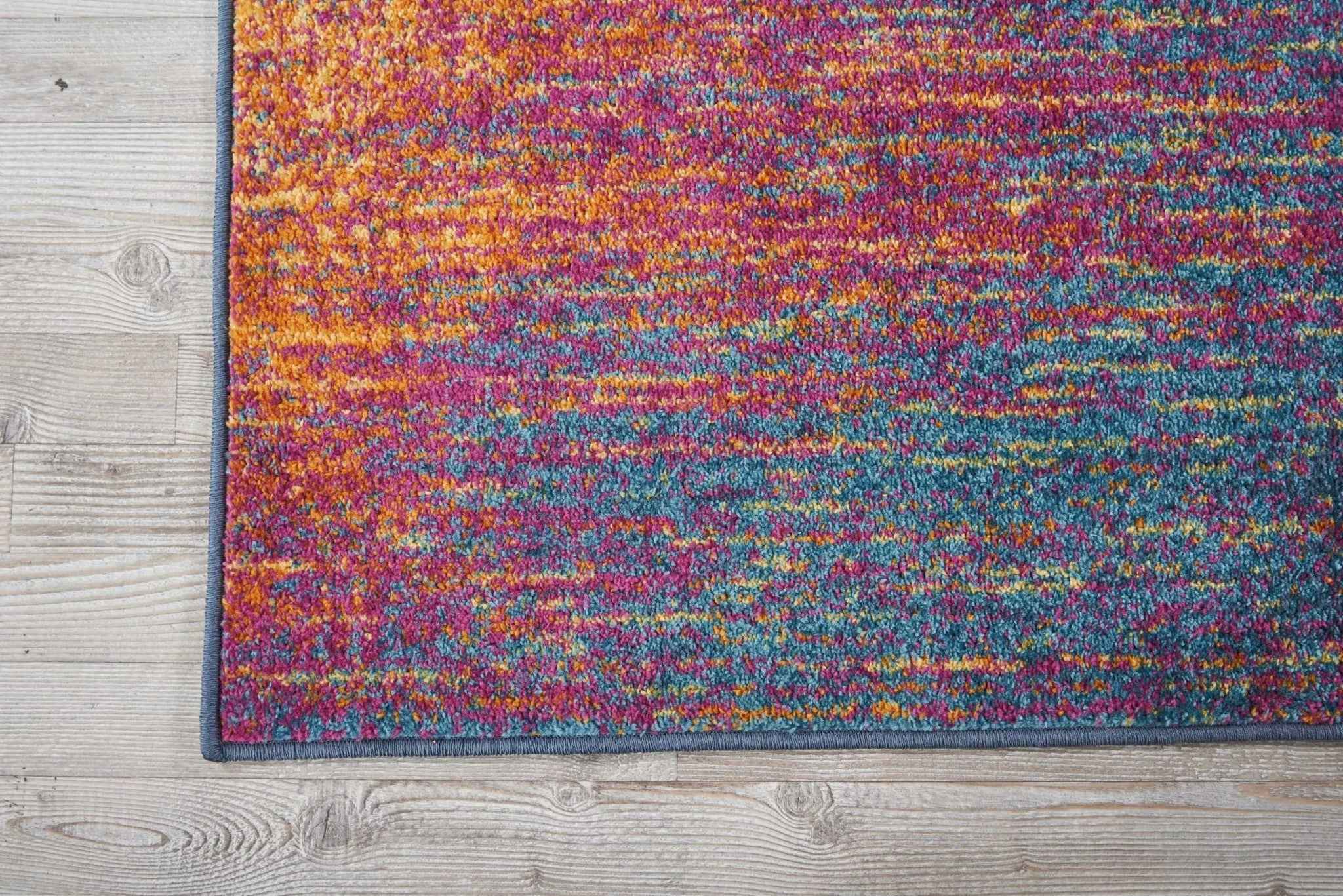 8' Blue And Pink Abstract Power Loom Runner Rug