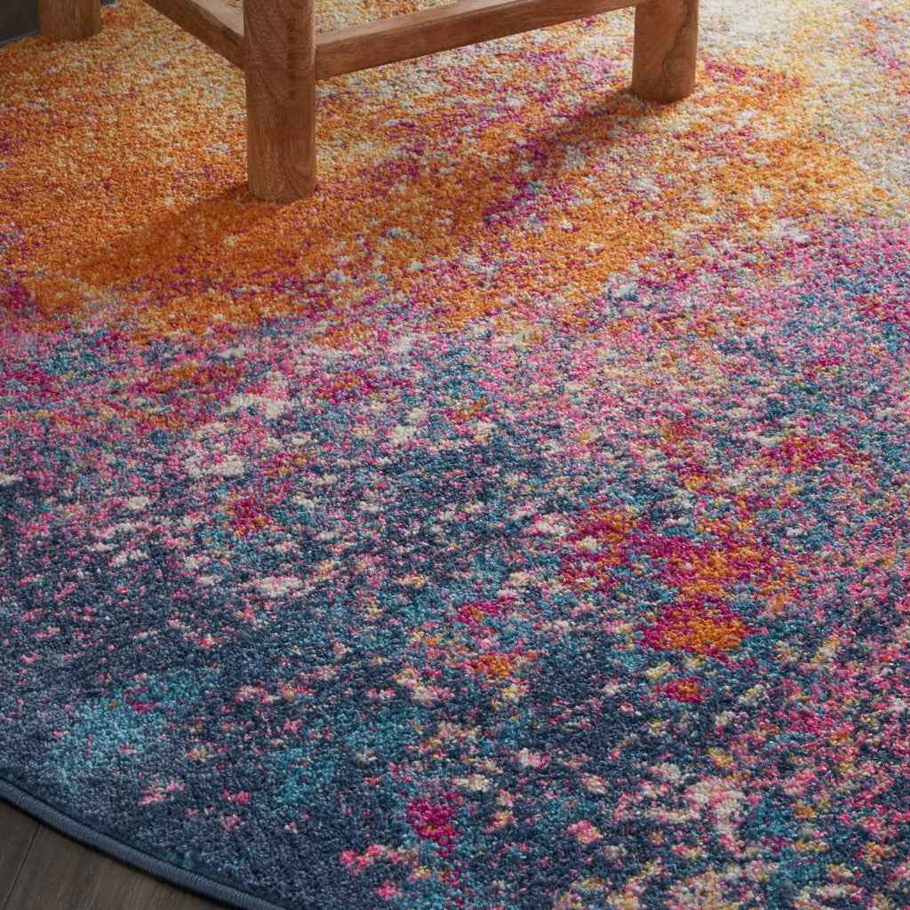 5' Sunset Round Abstract Power Loom Area Rug