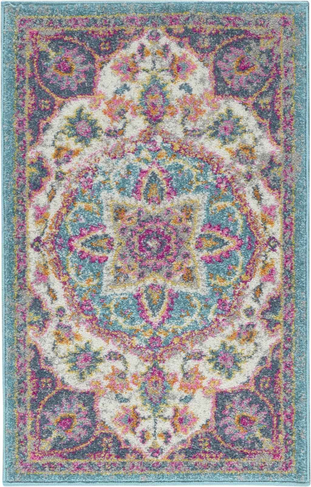 2' X 3' Pink And Green Dhurrie Area Rug