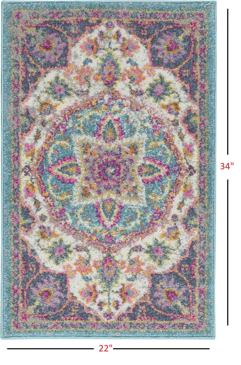 2' X 3' Pink And Green Dhurrie Area Rug
