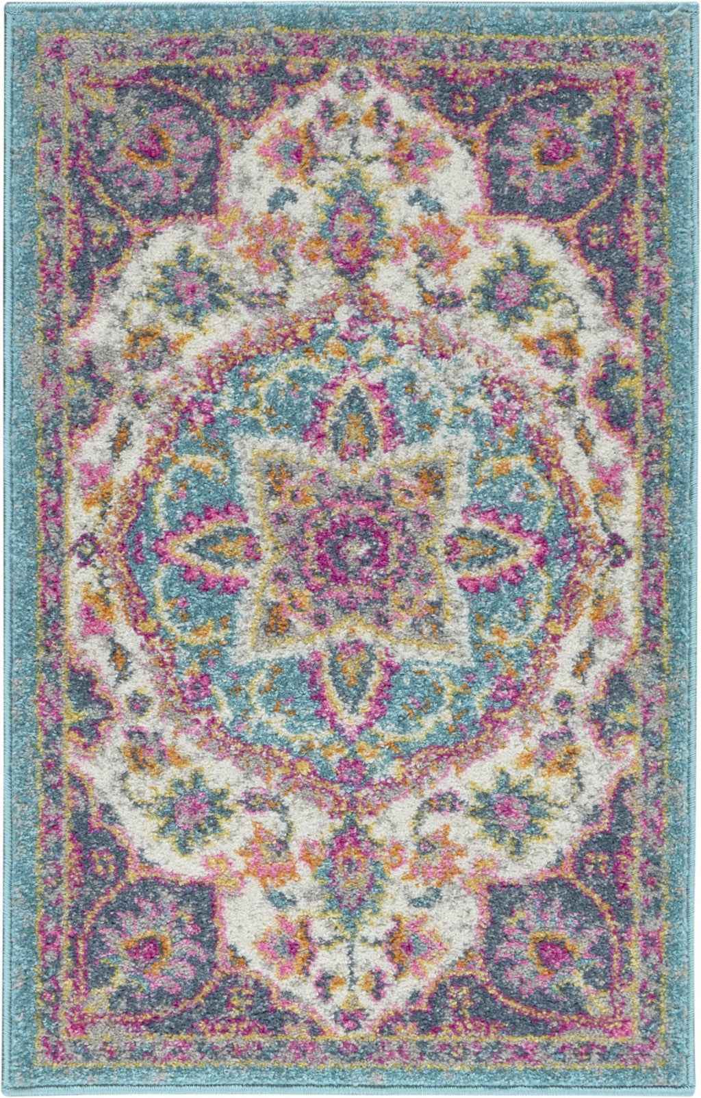 2' X 3' Pink And Green Dhurrie Area Rug