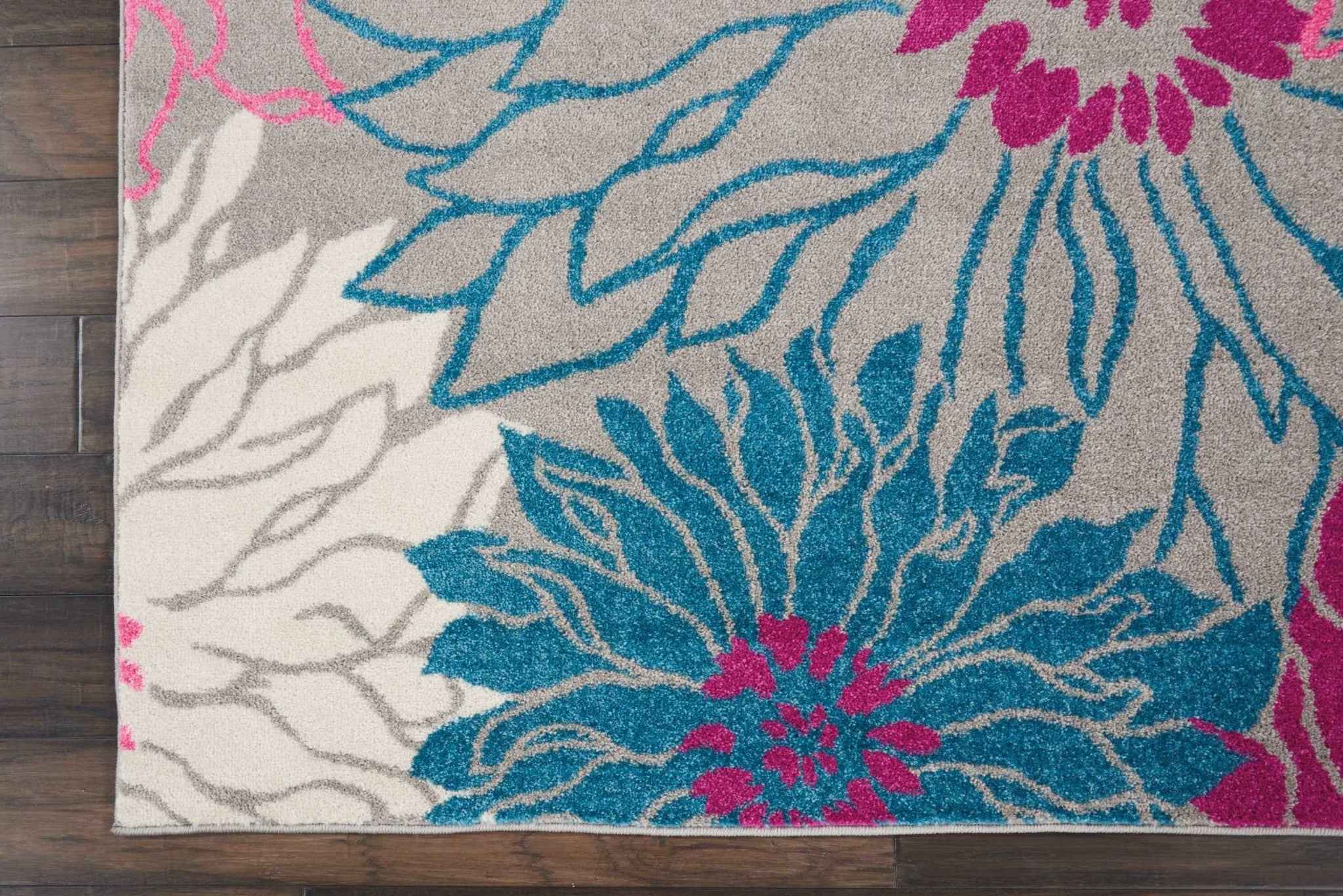8' X 10' Gray Floral Dhurrie Area Rug