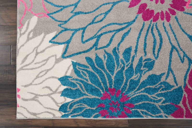 8' X 10' Gray Floral Dhurrie Area Rug