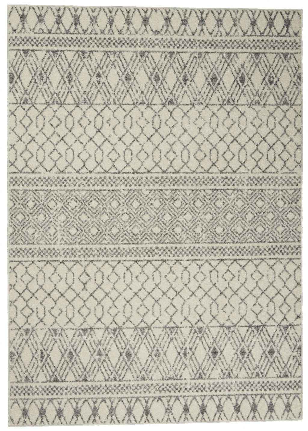 5' X 7' Gray Geometric Power Loom Area Rug