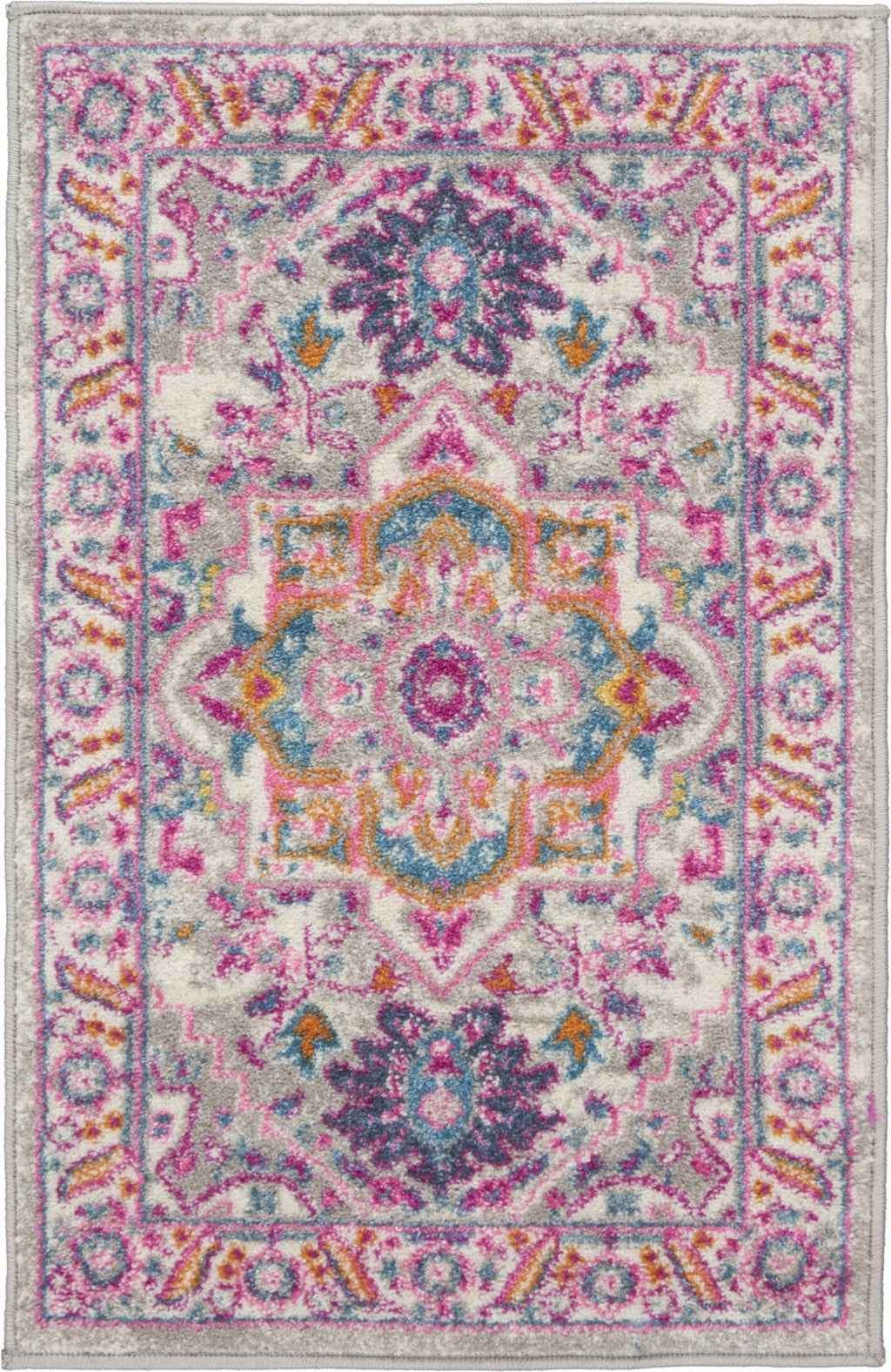2' X 3' Pink And Gray Power Loom Area Rug