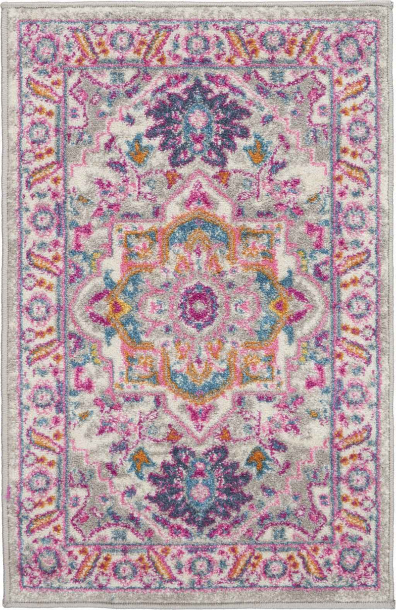 2' X 3' Pink And Gray Power Loom Area Rug