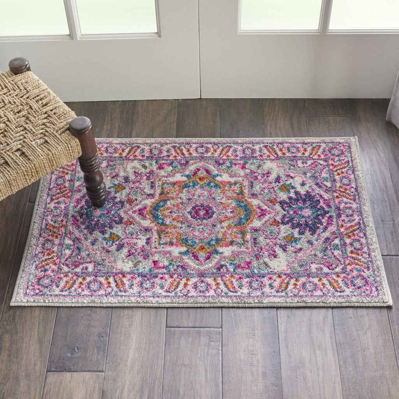 2' X 3' Pink And Gray Power Loom Area Rug