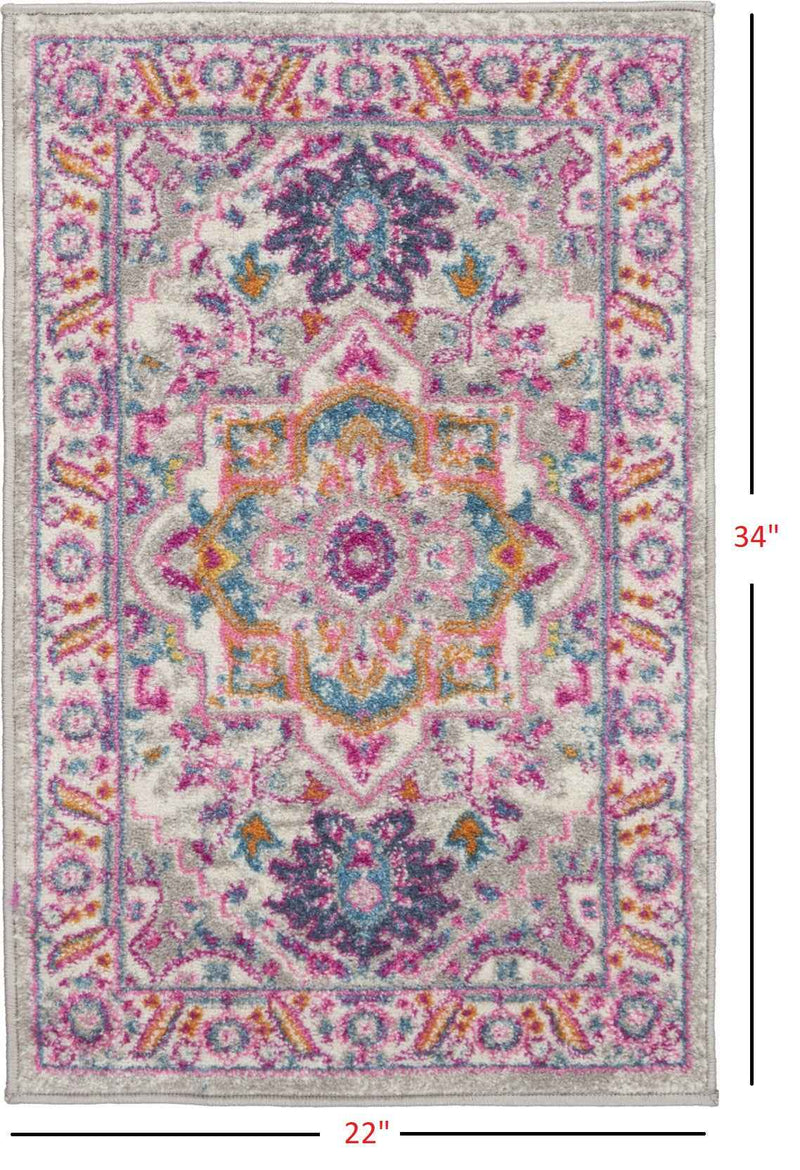 2' X 3' Pink And Gray Power Loom Area Rug