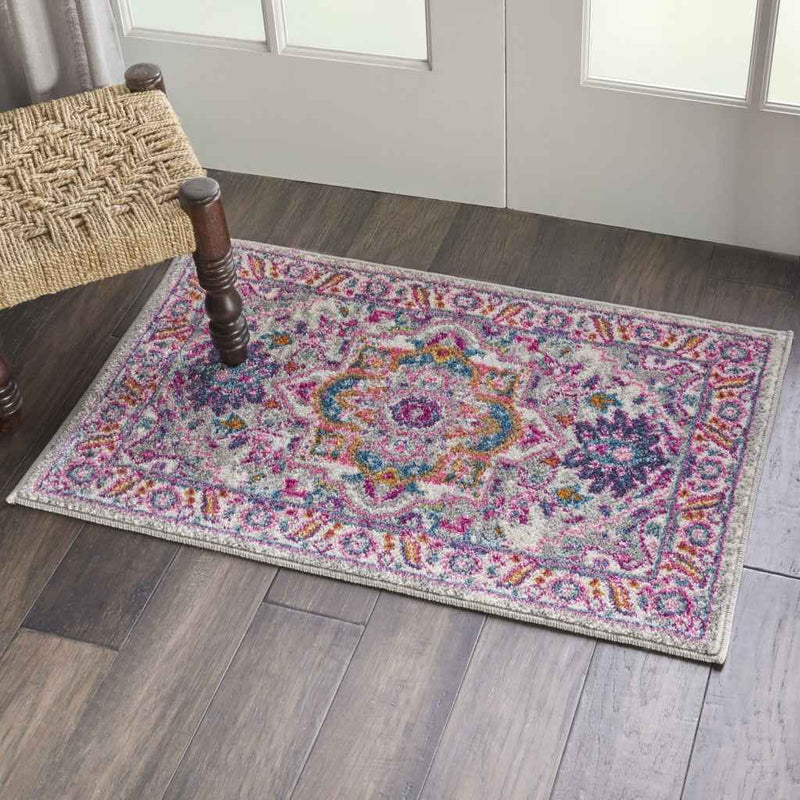 2' X 3' Pink And Gray Power Loom Area Rug