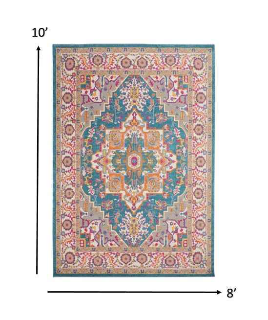 8' X 10' Teal Blue Power Loom Area Rug