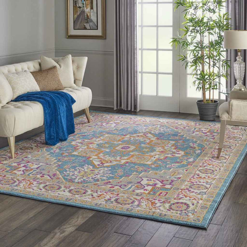 8' X 10' Teal Blue Power Loom Area Rug