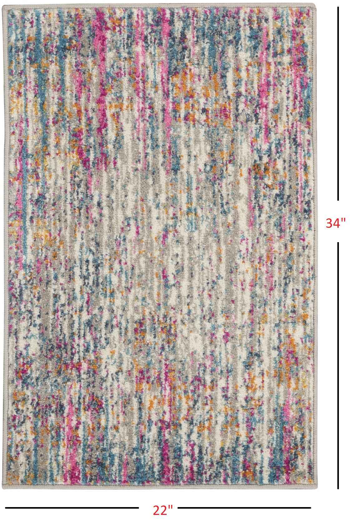 2' X 3' Pink And Ivory Abstract Power Loom Area Rug