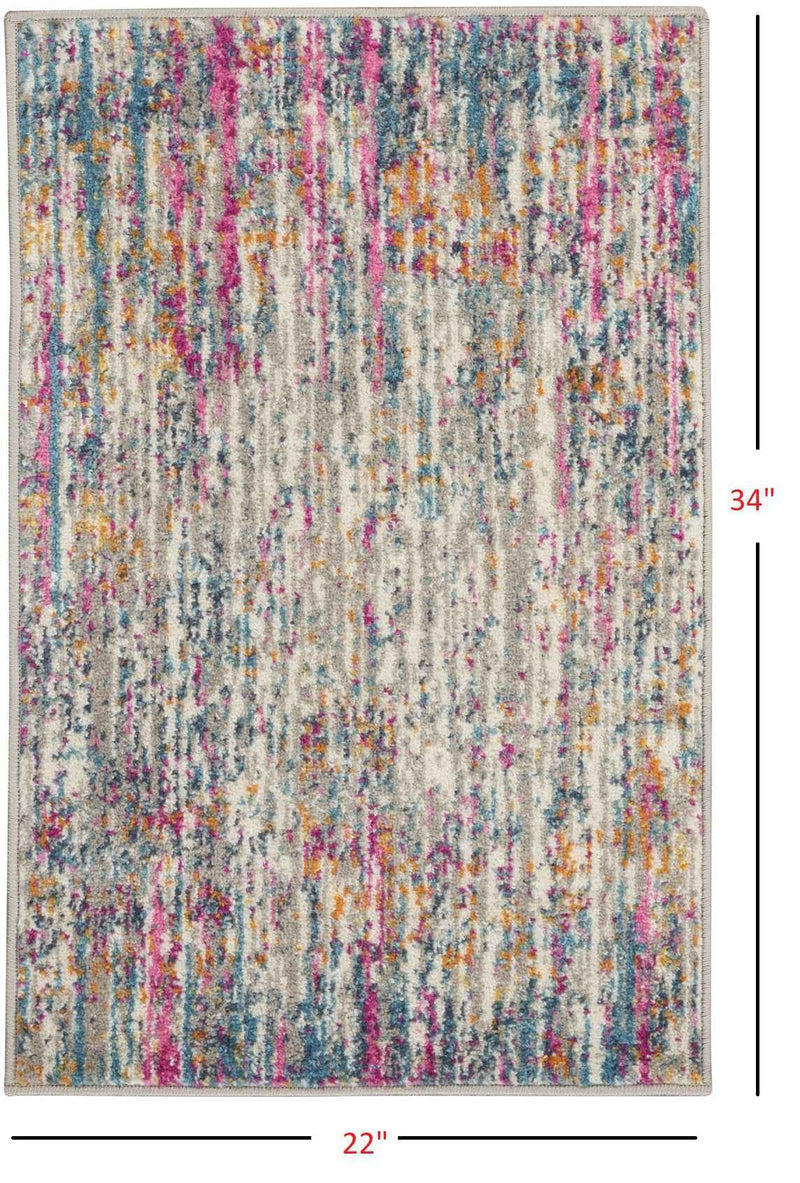 2' X 3' Pink And Ivory Abstract Power Loom Area Rug