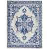 5' X 7' Blue And Ivory Floral Dhurrie Area Rug