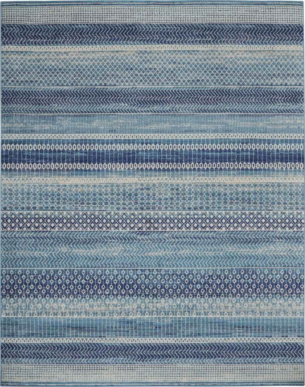 7' X 10' Navy Blue Southwestern Power Loom Area Rug