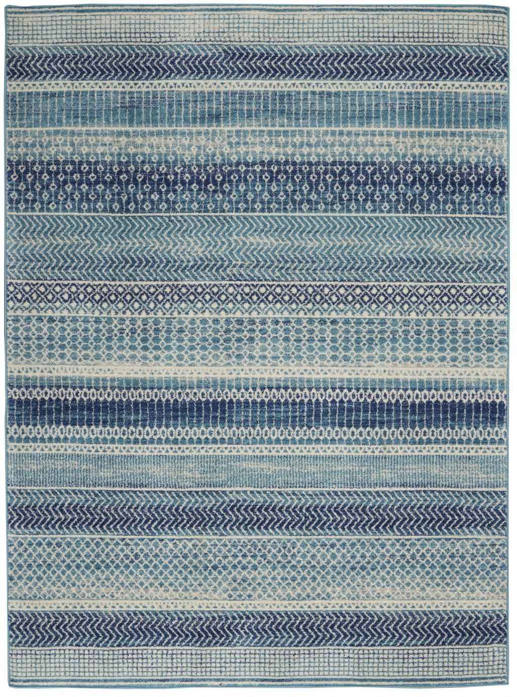 4' X 6' Navy Blue Southwestern Power Loom Area Rug