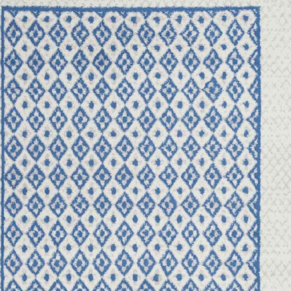 5' X 7' Navy Blue Geometric Dhurrie Area Rug