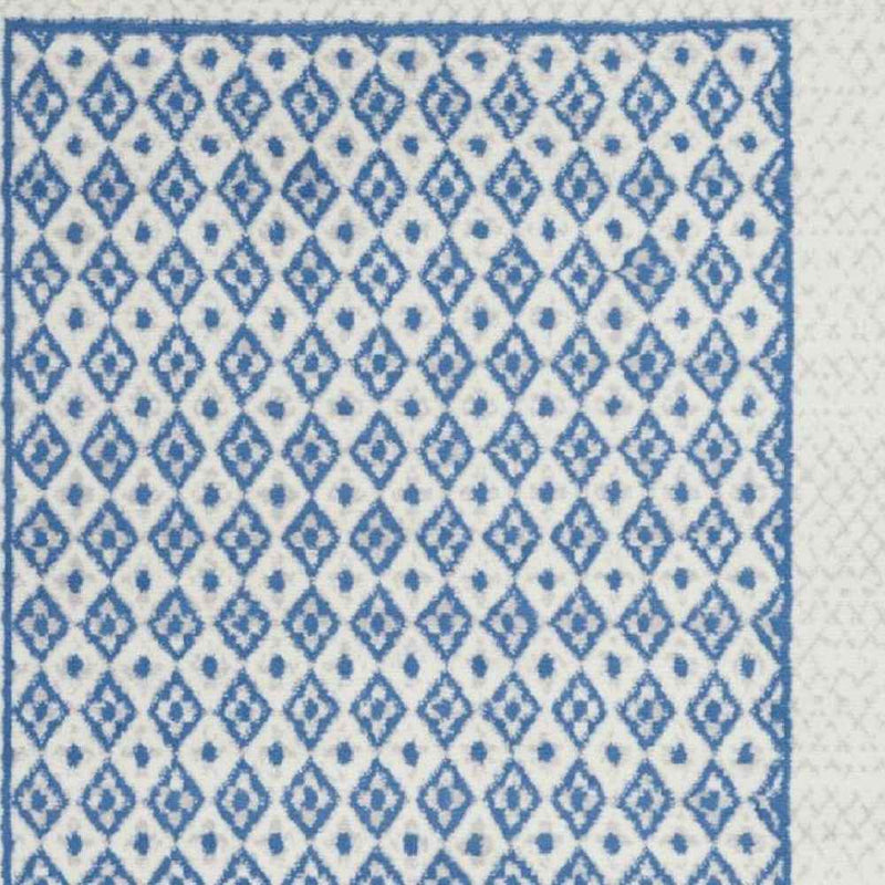 5' X 7' Navy Blue Geometric Dhurrie Area Rug