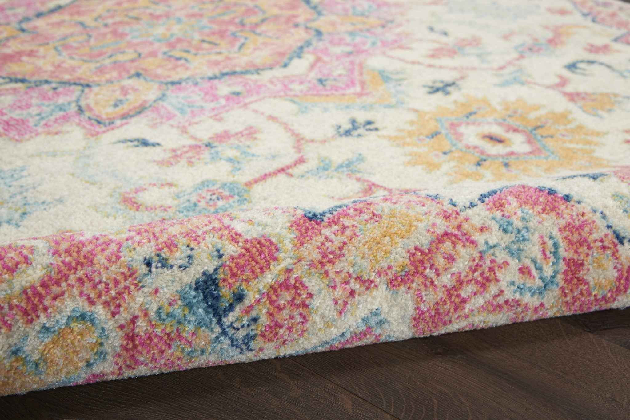 7' X 10' Pink And Ivory Southwestern Dhurrie Area Rug