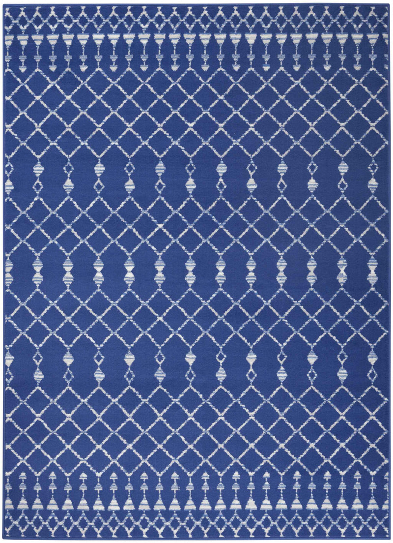 4' X 6' Navy Blue Geometric Berber Area Rug