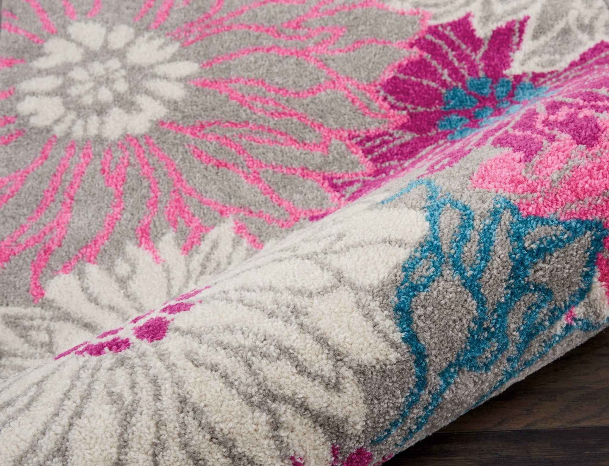 6' Gray Floral Dhurrie Runner Rug