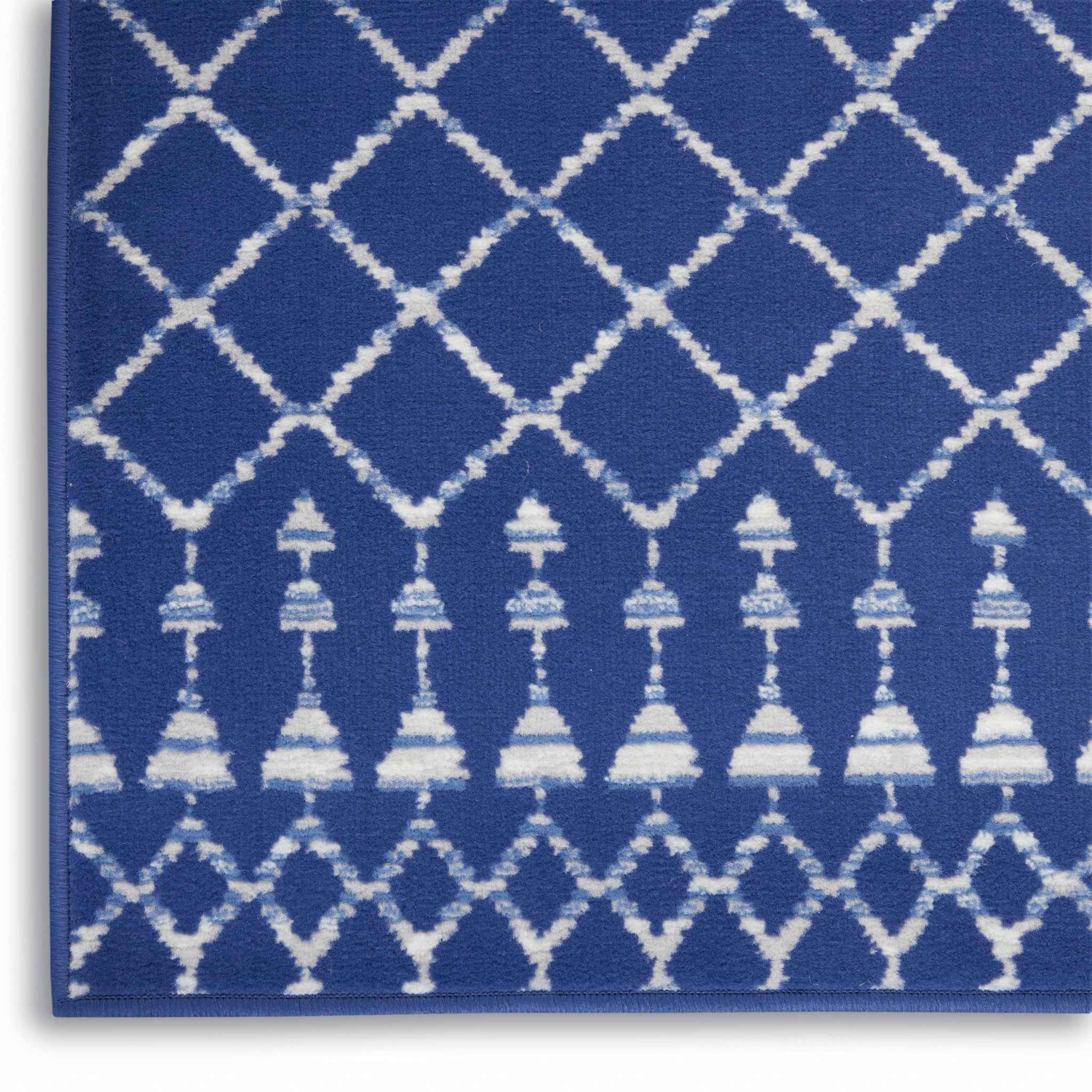 5' X 7' Navy Blue Geometric Berber Area Rug