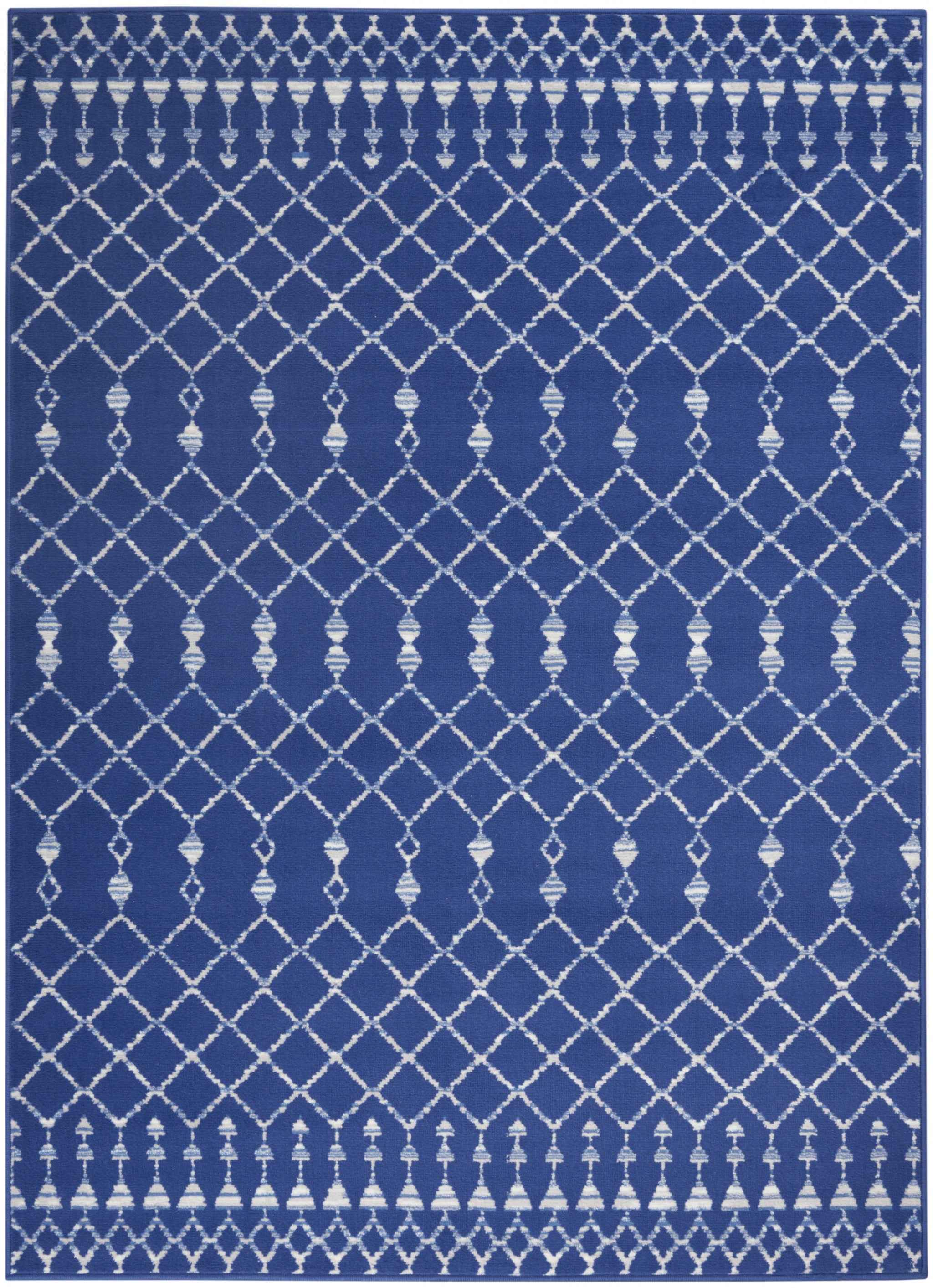 5' X 7' Navy Blue Geometric Berber Area Rug
