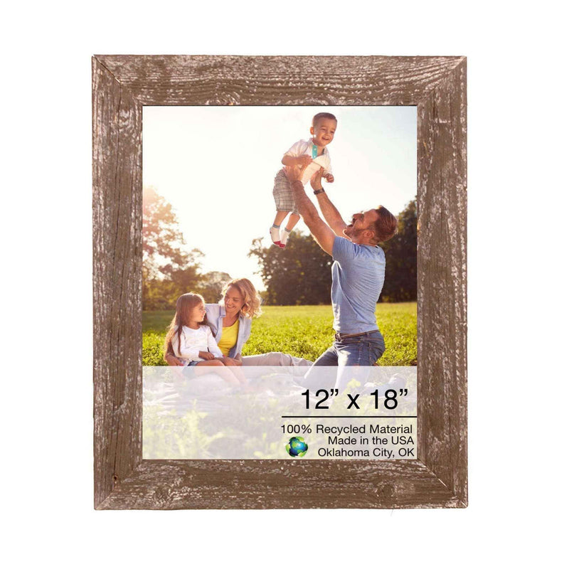 12” X 18” Rustic Farmhouse Brown Wood Frame