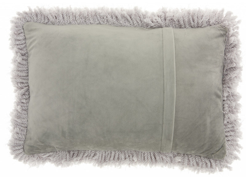 14" X 20" Light Gray Knubby Plush Throw Pillow - Home Decor
