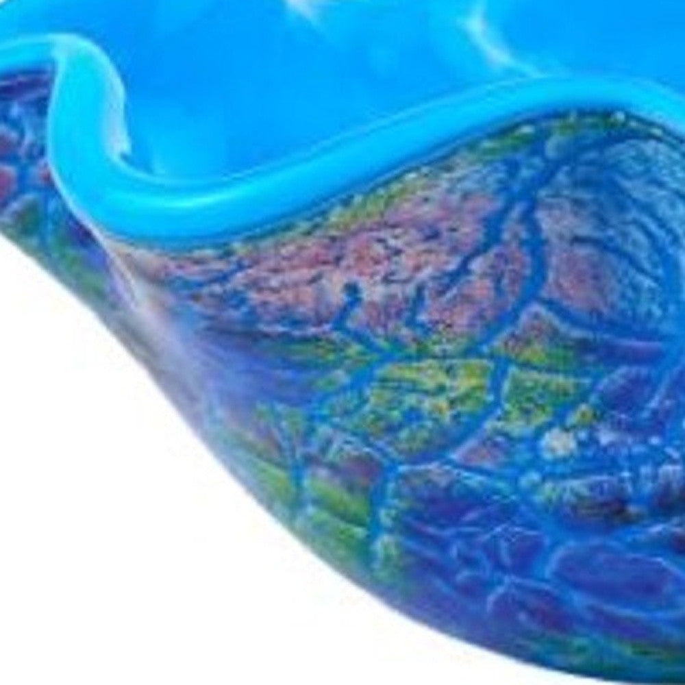 9" Modern Blue And Green Glass Centerpiece Bowl - Kitchen & Dining