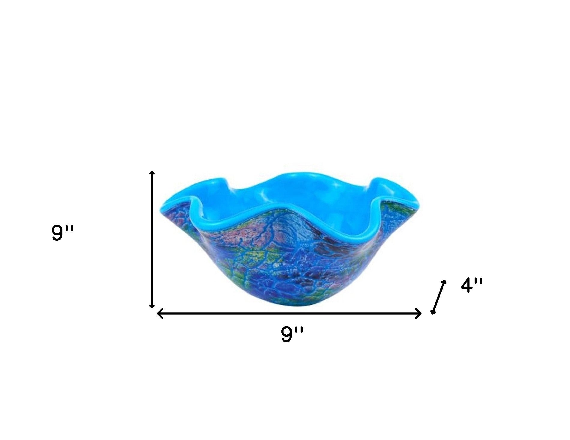 9" Modern Blue And Green Glass Centerpiece Bowl - Kitchen & Dining