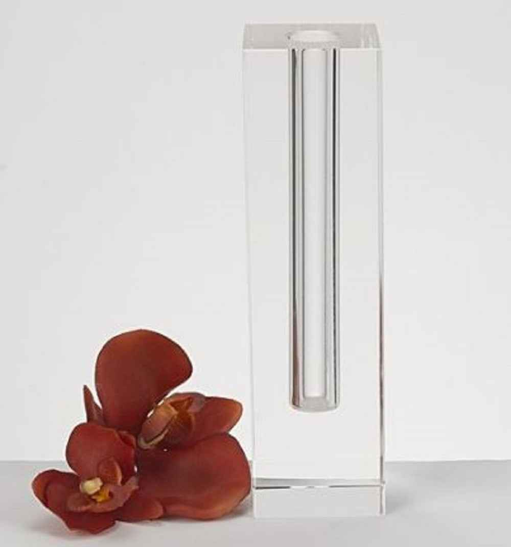 Modern Clear Tall Block Optical Crystal Vase