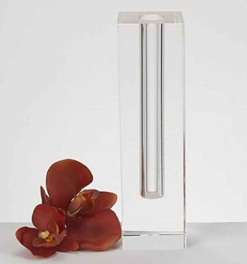 Modern Clear Tall Block Optical Crystal Vase