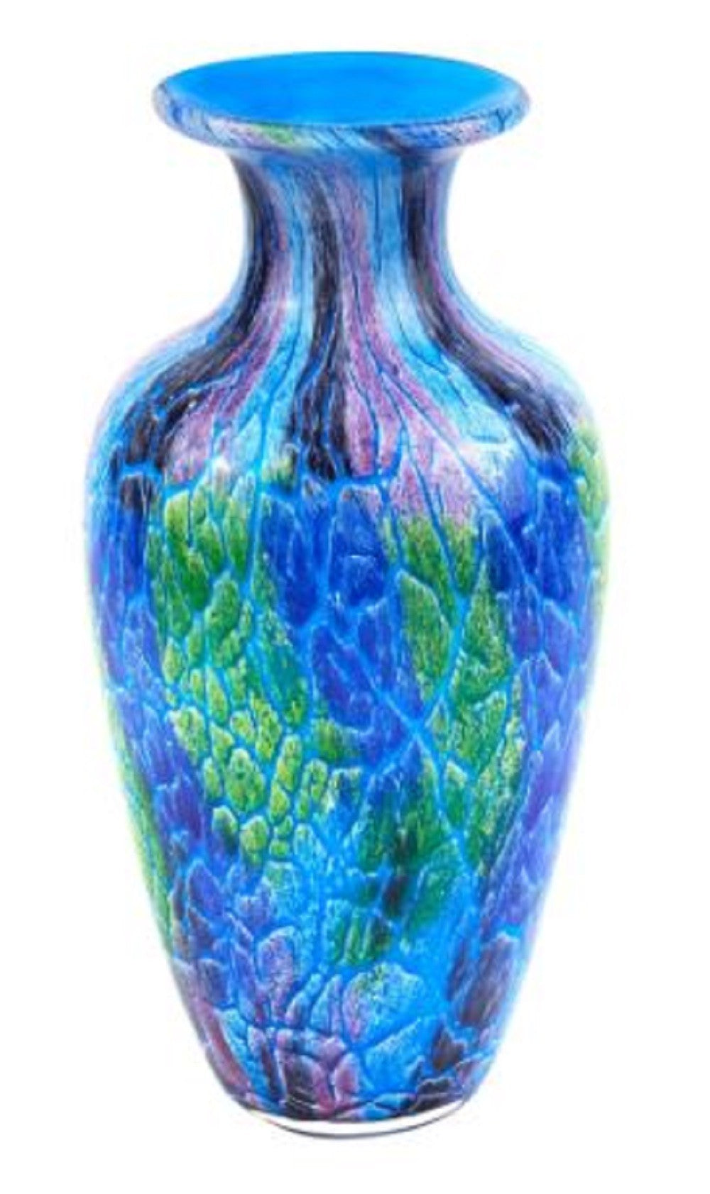 10" Blue and Green Glass Abstract Round Table Vase - Home Decor