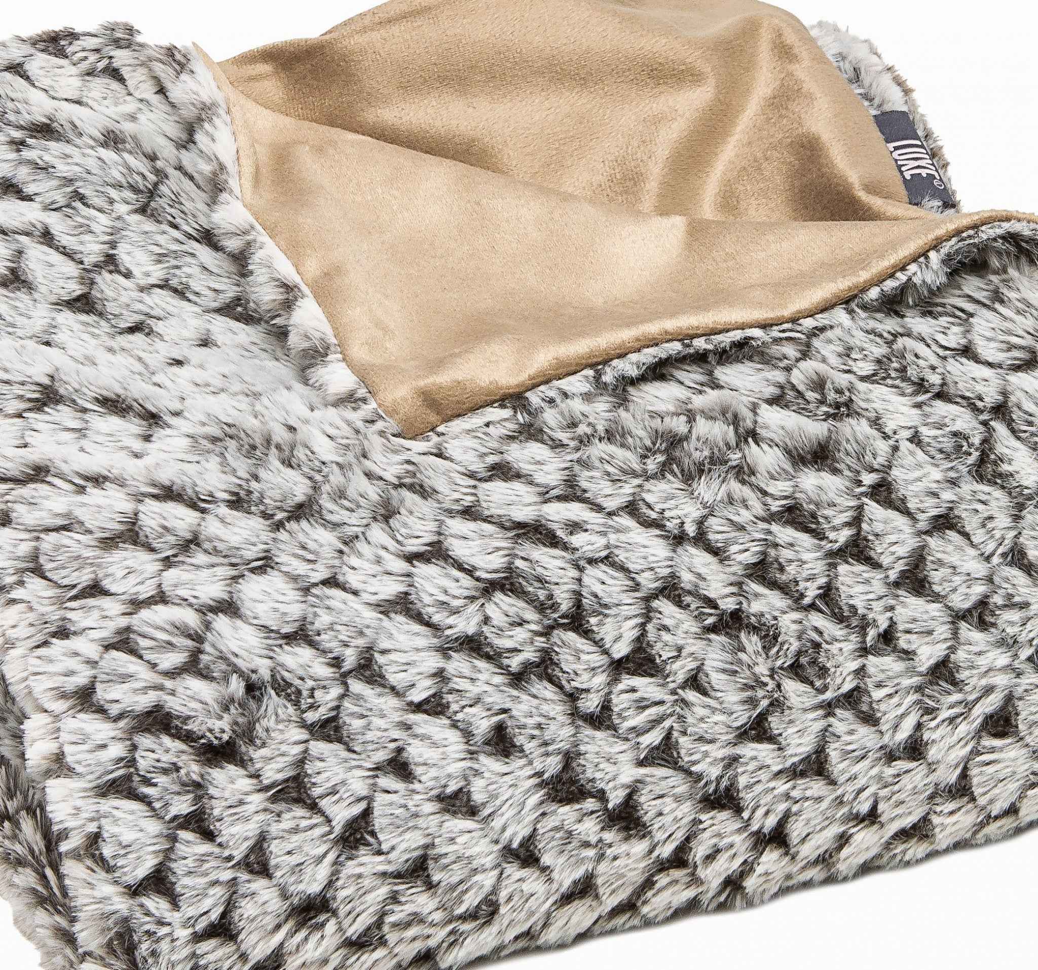 Brown Faux Fur Ombre Plush Throw