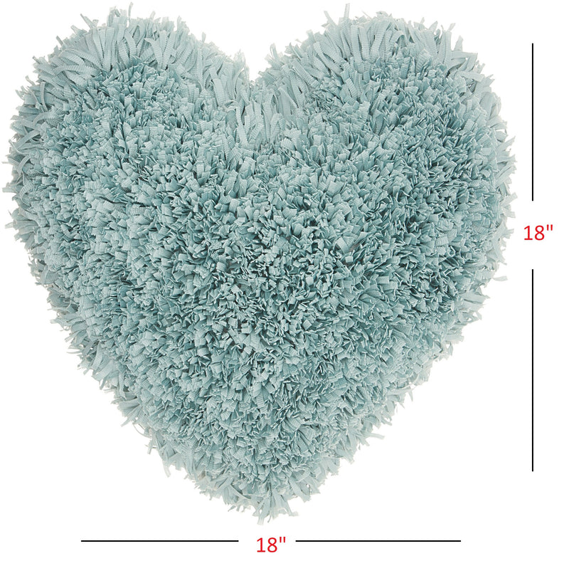 Heart Shaped Celadon Shag Accent Pillow - Home Decor