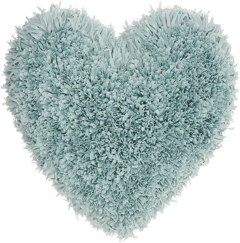 Heart Shaped Celadon Shag Accent Pillow - Home Decor