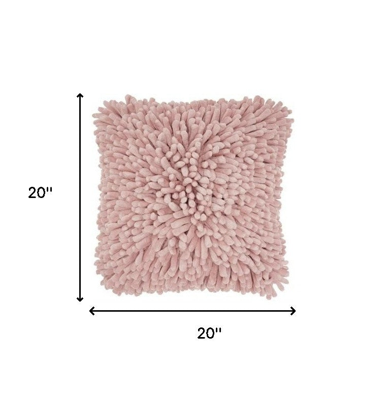 20" Pale Pink Soft Nubby Shag Throw Pillow - Home Decor